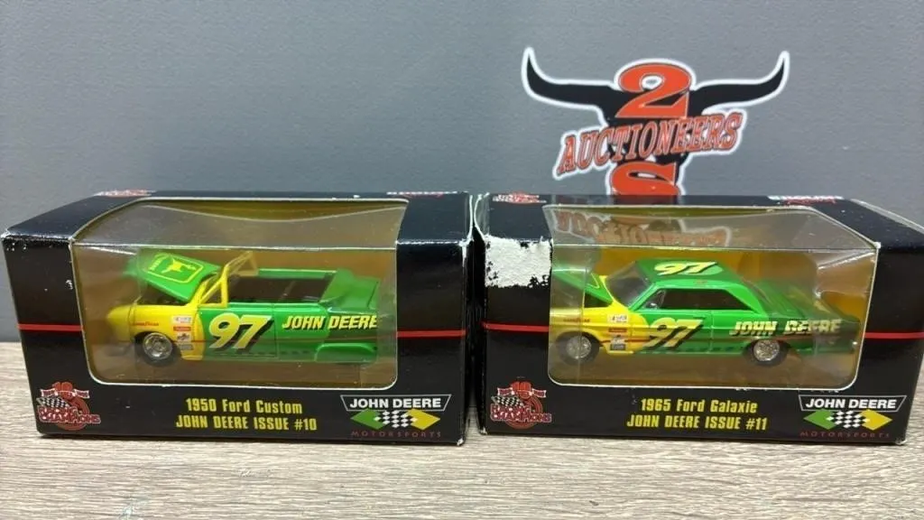 2, 1:64 Racing Champions John Deere Custom Ford