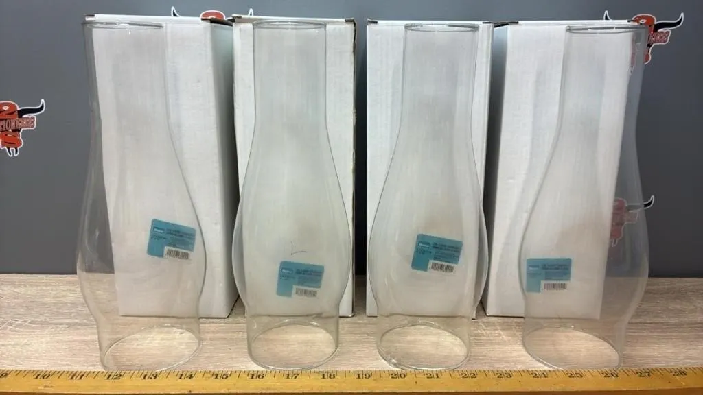 4 Modern #2 Oil Lamp Chimneys.