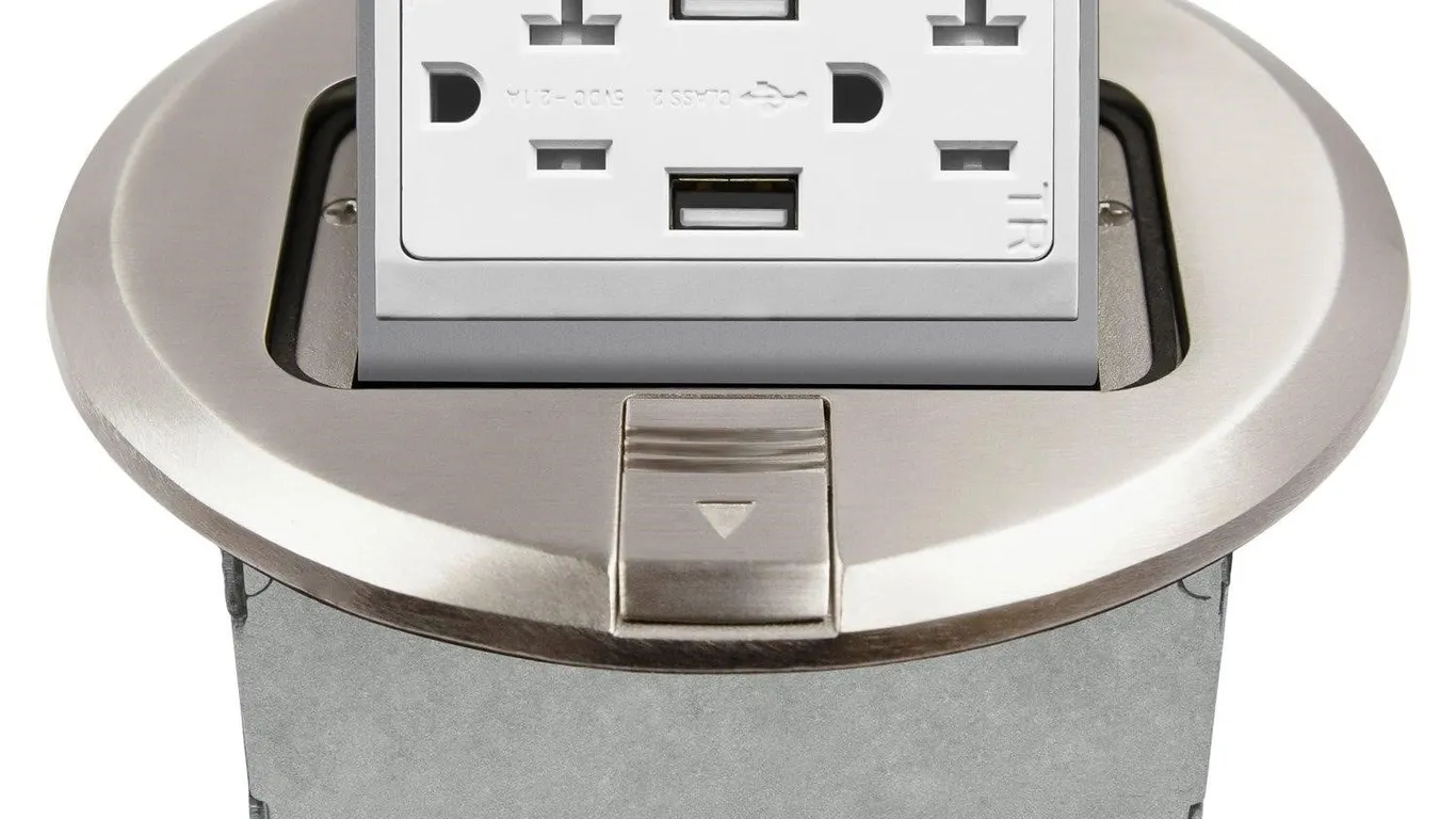 Enerlites 6 Round Popup Floor Box 20A USB Outlet