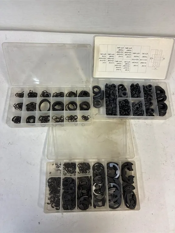 Rubber grommet. E Clips and snap ring kits.
