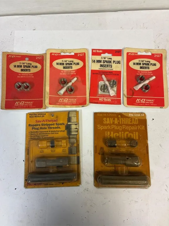 Spark plug thread repair insert kits