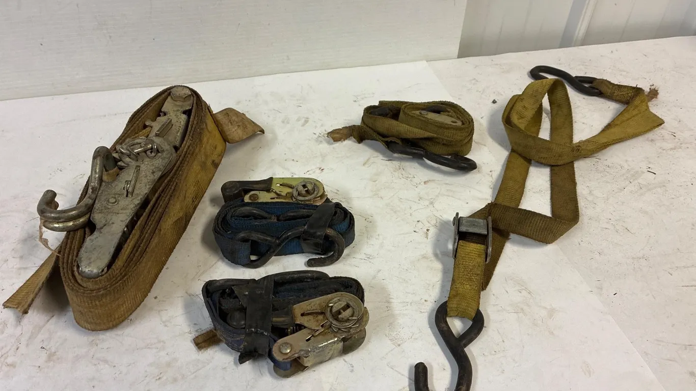 3 Ratchet and 2 tie down straps.