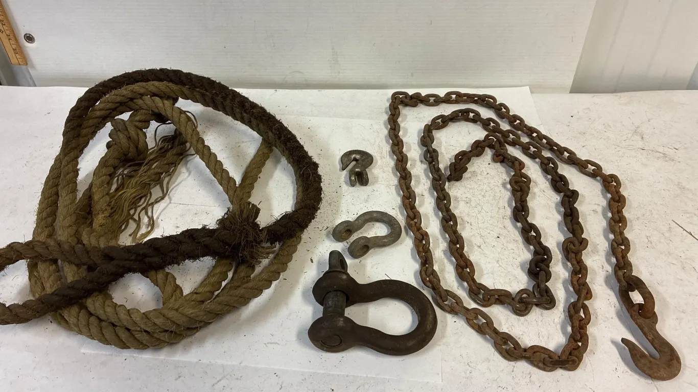 Rope. Clevises. Chain.