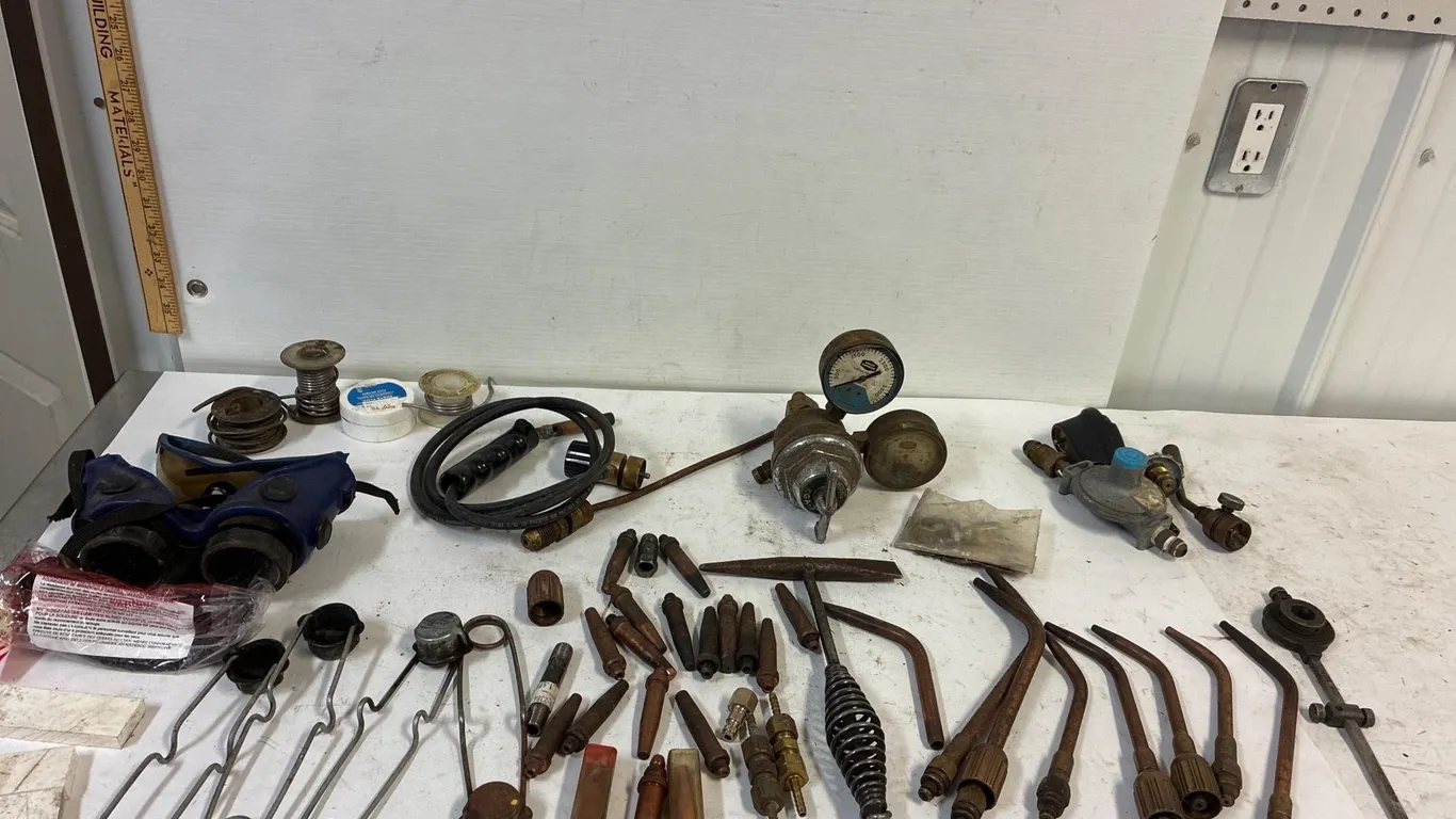 Acetylene torch tips. Solder. Plus more