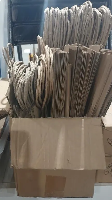 Box of Brown paper bags w/ handles