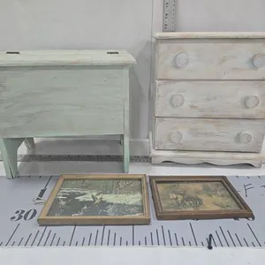 Wooden Storage Stool & Wooden Storage Box