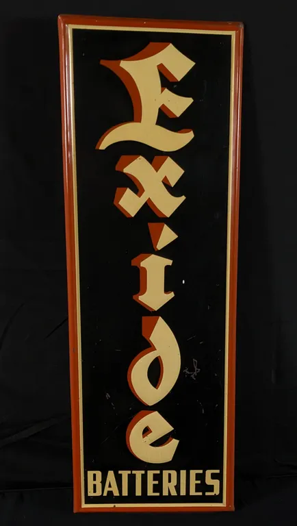 EMBOSSED TIN SIGN EXIDE BATTERIES