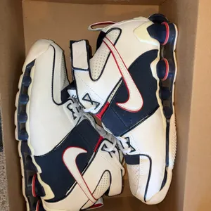 Size 10, Nike shocks, red, white and black