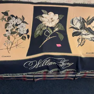 Vintage Williamsburg Goodwin Weavers Tapestry Throw Blanket, Magnolia Flowers