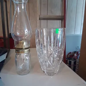 Waterford Crystal Vase and Kerosene Lamp