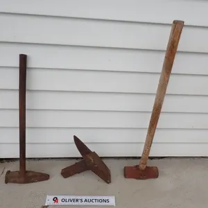 Antique Cast Iron Anvil Hardy Tool & Blacksmith Hammer Lot