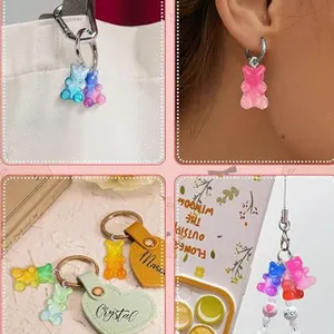 Gradient 3D Gummy DIY Bear Resin Charms for Jewelry Making - Open Box 15 PCs