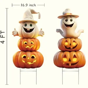 Pcs 4FT Ghost Halloween Decorations Plastic Yard Signs with Stakes,Spooky Halloween Pumpkin Decorati