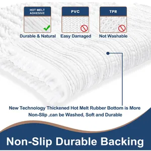 Chenille White Bathroom Rugs Sets 2 Piece, Thickened Hot Melt Rubber Bottom Bath Mats Retail Packagi