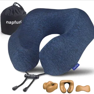 Neck Pillow for Travel, Memory Foam Airplane Pillow, Full Dark Blue-  New