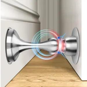 Magnetic Door Stopper 1 Pack, Stainless Steel Door Stop, Silver Wall-Mounted and Floor Mounting Door