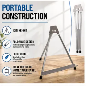 U.S. Art Supply 15-Inch Aluminum Tabletop Display Easel for Painting- New in Box