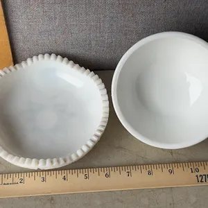 Vintage Kemple Milk Glass Yutec Fan & Star Pattern Covered Butter Dish