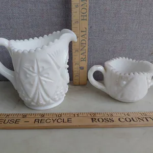 Vintage Kemple Milk Glass Mis-Matched Sugar & Creamer