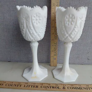 Vintage Kemple Milk Glass Chalice/Goblets Yutec Pattern