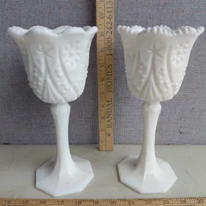 Vintage Kemple Milk Glass Chalice/Goblets Yutec Pattern