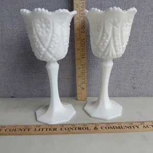 Vintage Kemple Milk Glass Chalice/Goblets Yutec Pattern