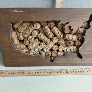 Wood Decor Box U.S.A. W/Assorted Corks 13.25"X4"X8"