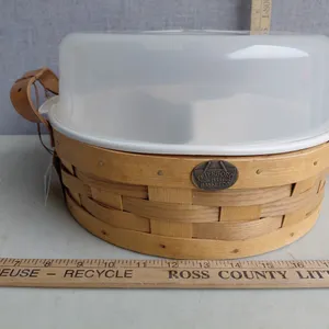 Vintage Peterboro Basket W/Plastic Veggie Divider Tray 12.5"X13"X5"
