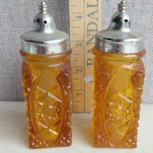 Vintage Amber Glass Salt/Pepper Shakers