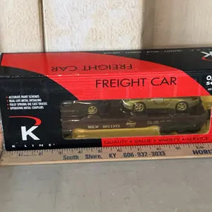 Vintage K-line Freight Train Car O/O27 Gauge Milwaukee Road Classic Flat Car W/2 Porsche 996 Auto Lo