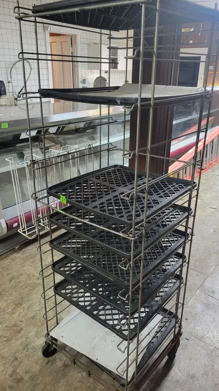Rolling Metal Frame Rack w/Plastic Removeable Shelves