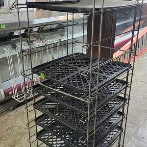 Rolling Metal Frame Rack w/Plastic Removeable Shelves