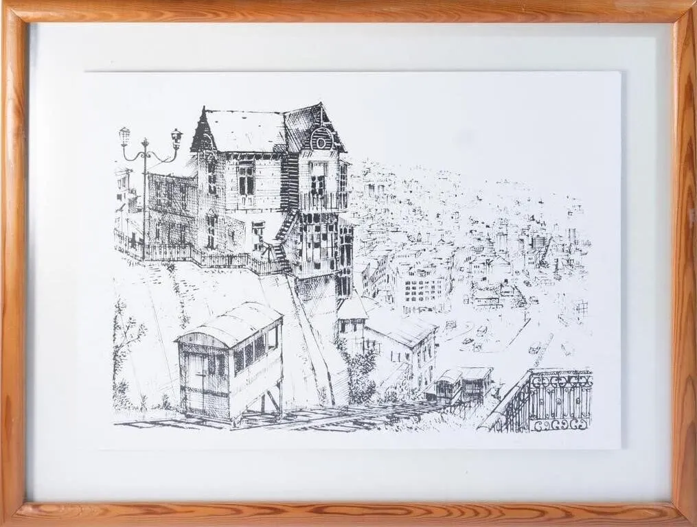 VINTAGE VALPARA�SO, CHILE FUNICULAR SERIGRAPH