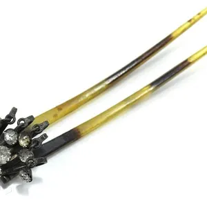 TORTOISESHELL RHINESTONE EARLY 20th C. HAIR PIN