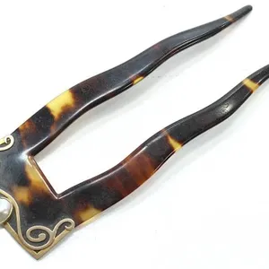 9KT GOLD MURRLE BENNET TORTOISESHELL HAIR PIN