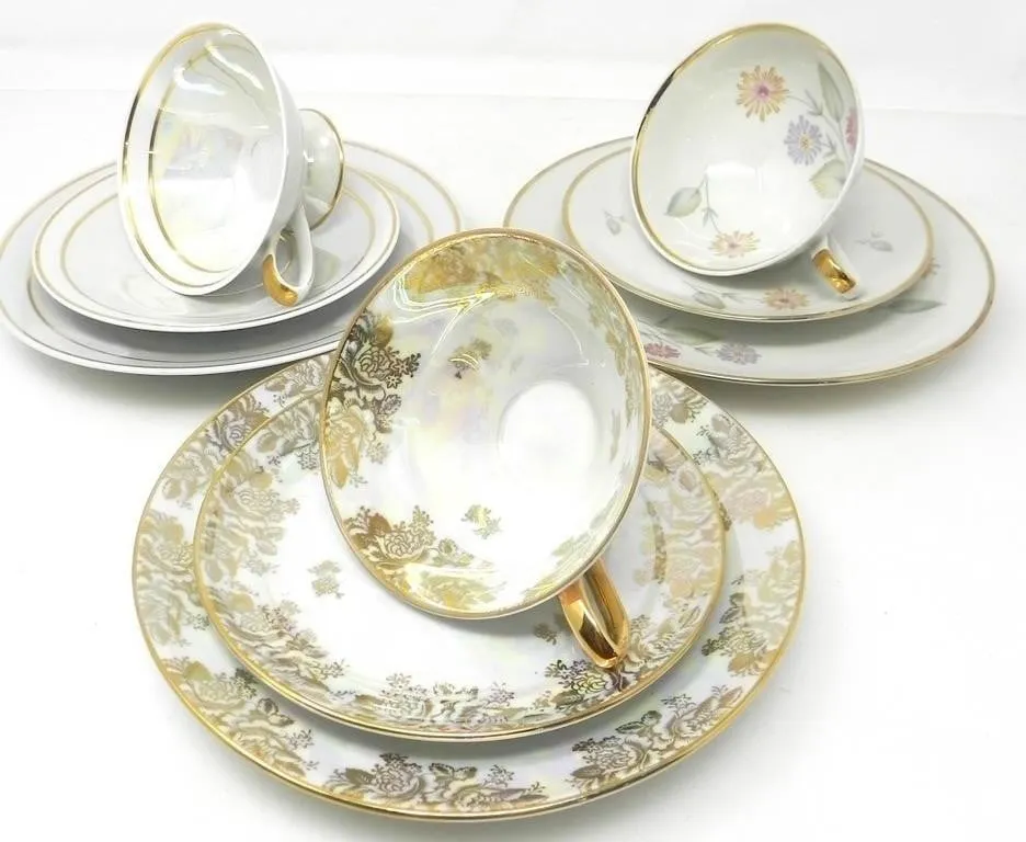 GERMAN TEACUPS WITH SAUCERS & PLATES