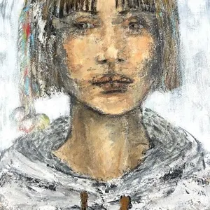 PAULE LAGAC� 'CANADIENNE BLANCHE ET POMPONS'