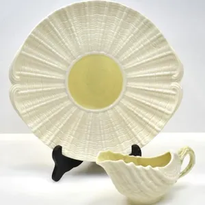 BELLEEK "LIMPET / NEPTUNE"  CAKE PLATE & CREAMER