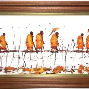 SOVATH TAK CAMBODIAN MONKS ACRYLIC ON CANVAS
