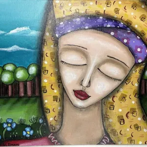 V. TORRES CONTEMPORARY URUGUAYAN PORTRAIT ACRYLIC
