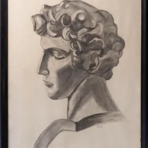 1933 D. GOODE DRAWING OF MICHELANGELO'S DAVID CAST