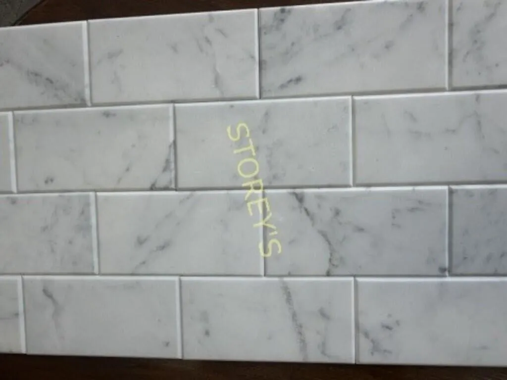 3 x 6 Peel & Stick Carrarra Stone Wall Tile