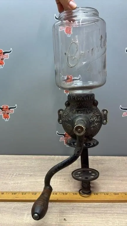 Antique Arcade Crystal Coffee Grinder w/Original
