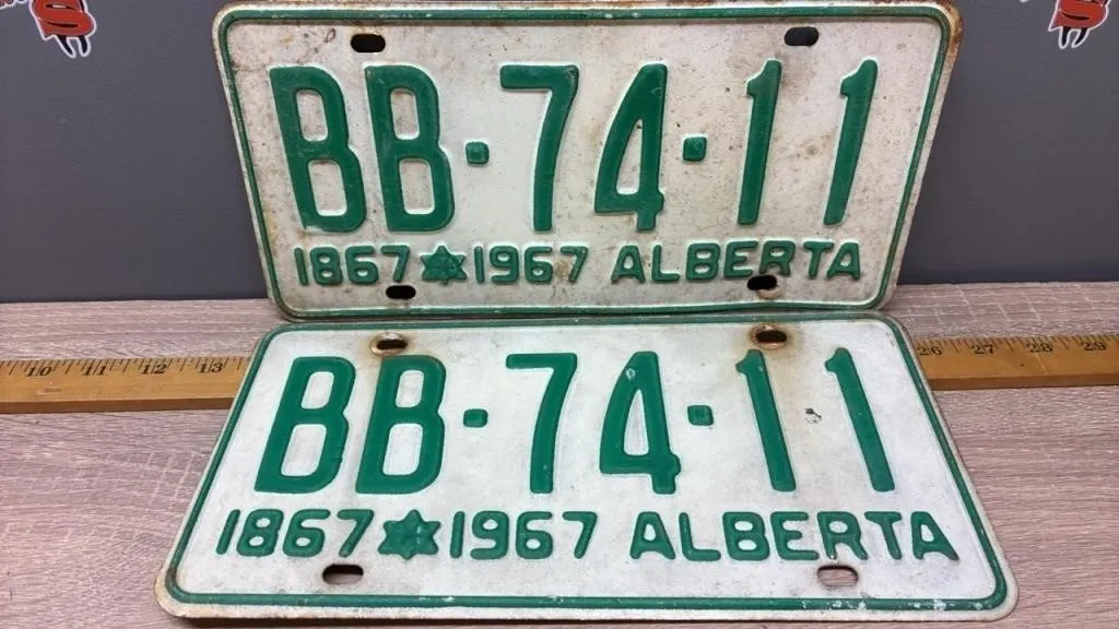 Matched Set 1967 Alberta Centennial License