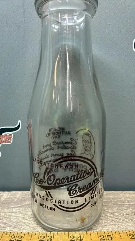 Sask Co-Operative Creameries Assoc. Milk bottle.