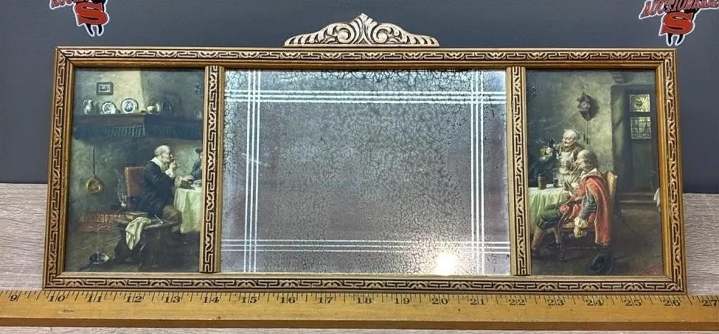 Vintage Mirror. 17”x6.5”. Significant Silver