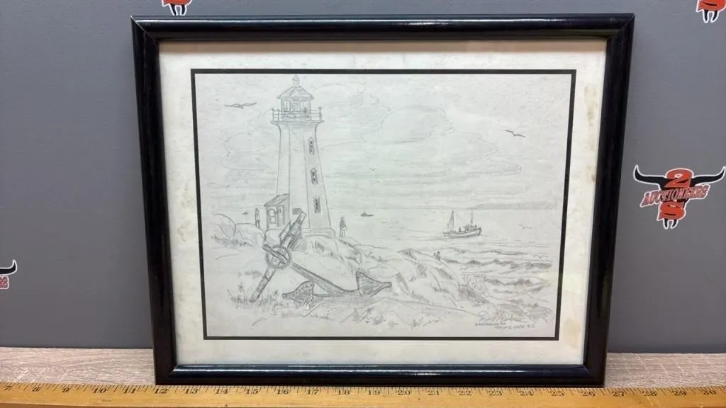 Framed Pencil Drawing by Dick Boudreau - Peggy’s