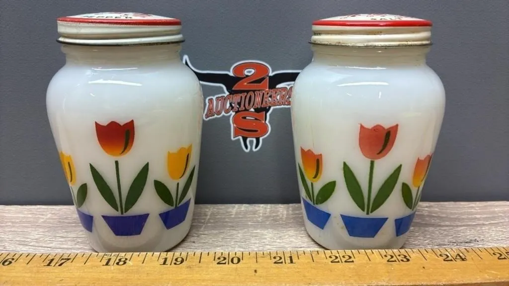 Fire King Tulip Shakers.