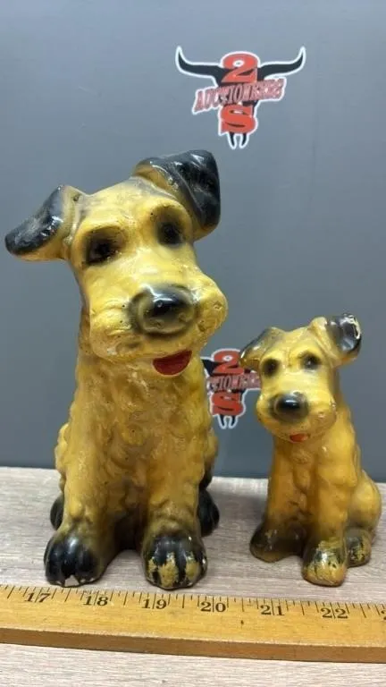 2 Plaster Puppers. 8” & 5”H.
