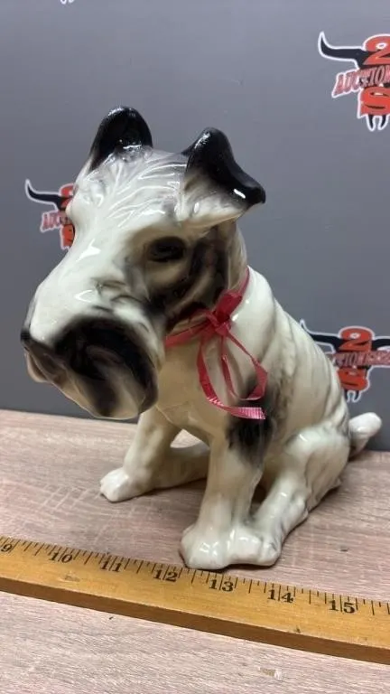 Ceramic Schnauzer Figure. 8”H.